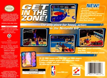 NBA in the Zone '99 (USA) box cover back